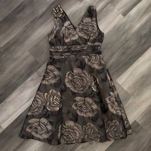 Black & Bronze Floral Cocktail Dress - EUC!!